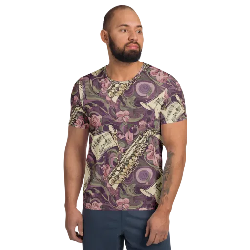 Saxophone Garden on a Men's Athletic T-Shirt