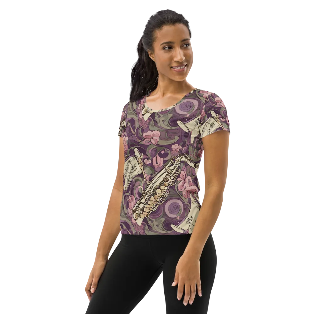 Saxophone Garden on Women's Athletic T-Shirt — Left