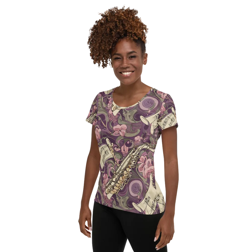 Saxophone Garden on Women's Athletic T-Shirt — Left