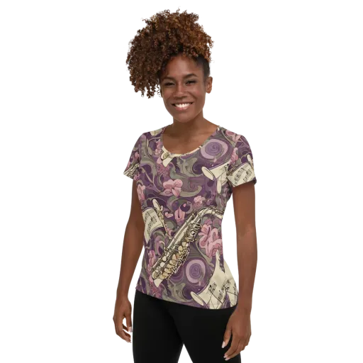Saxophone Garden on a Women's Athletic T-Shirt