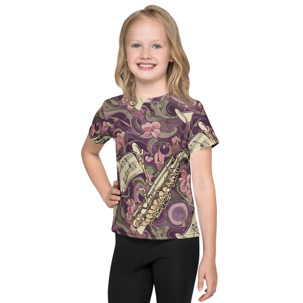 Saxophone Garden on Kids Crew Neck T-Shirt — Front