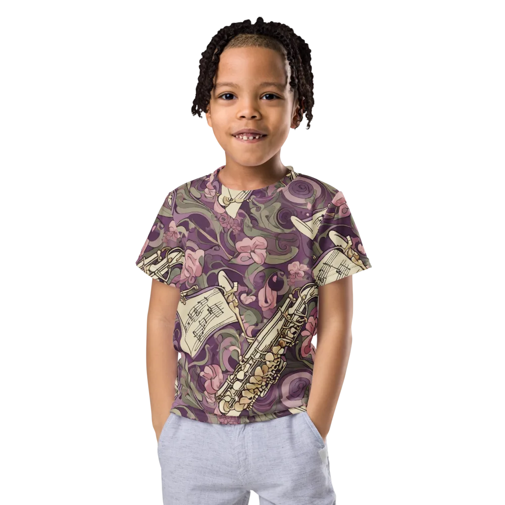 Saxophone Garden on Kids Crew Neck T-Shirt — Front