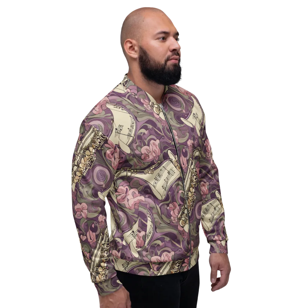 Saxophone Garden on Bomber Jacket — Right
