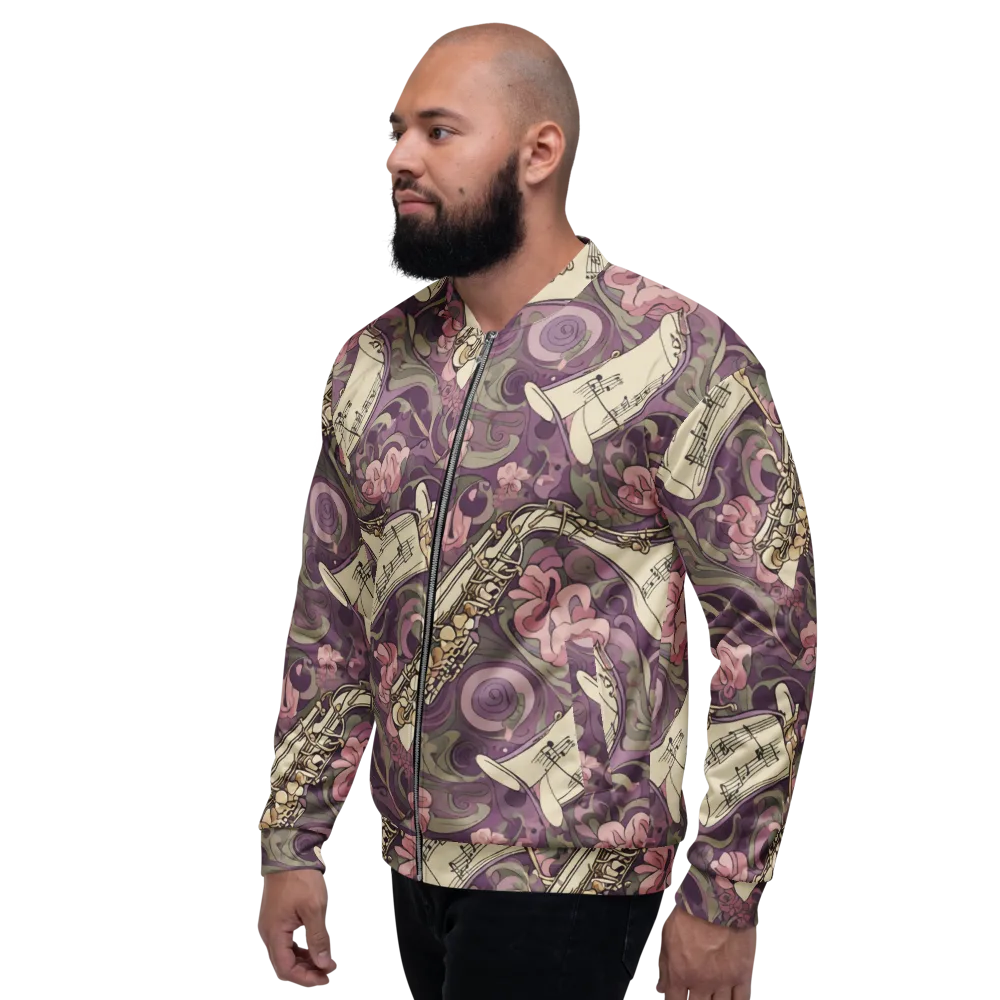 Saxophone Garden on Bomber Jacket — Left