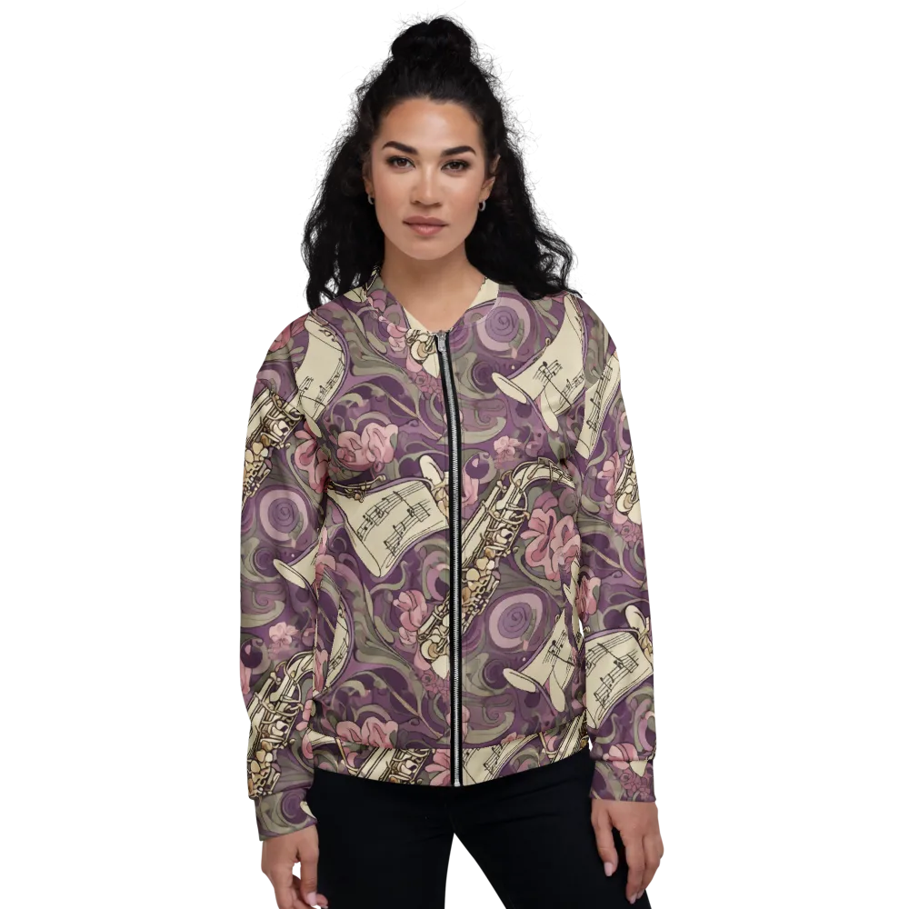 Saxophone Garden on Bomber Jacket — Front