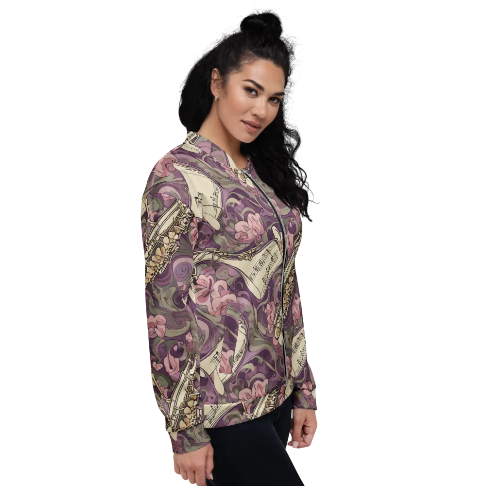 Saxophone Garden on Bomber Jacket — Right
