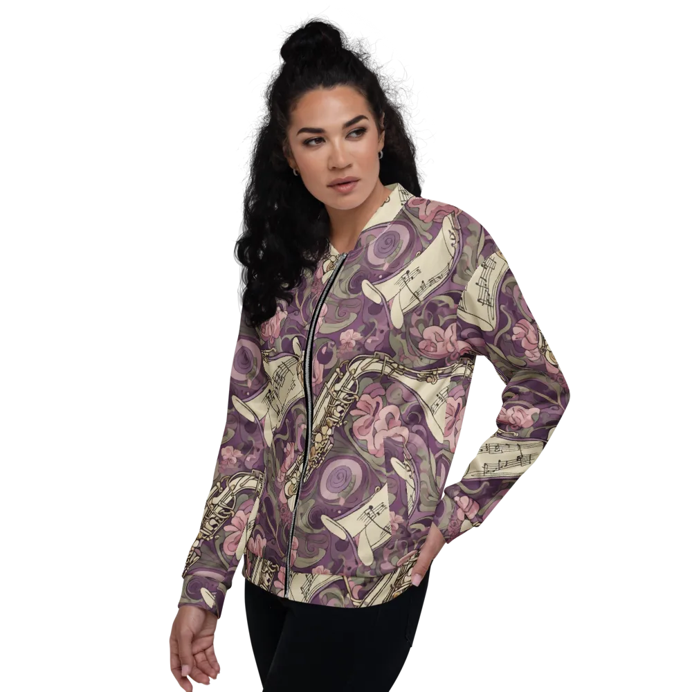 Saxophone Garden on Bomber Jacket — Left