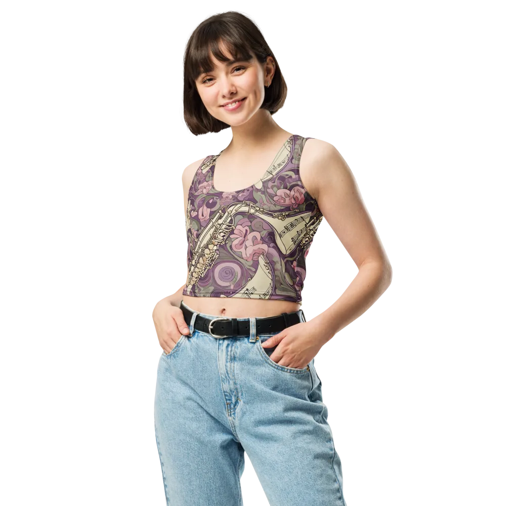 Saxophone Garden on Crop Top — Front
