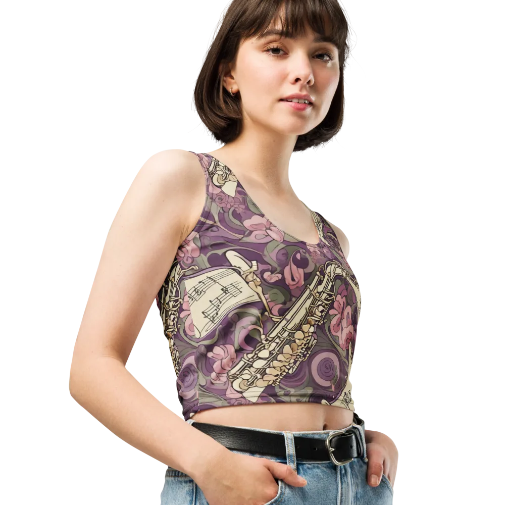 Saxophone Garden on Crop Top — Right Front
