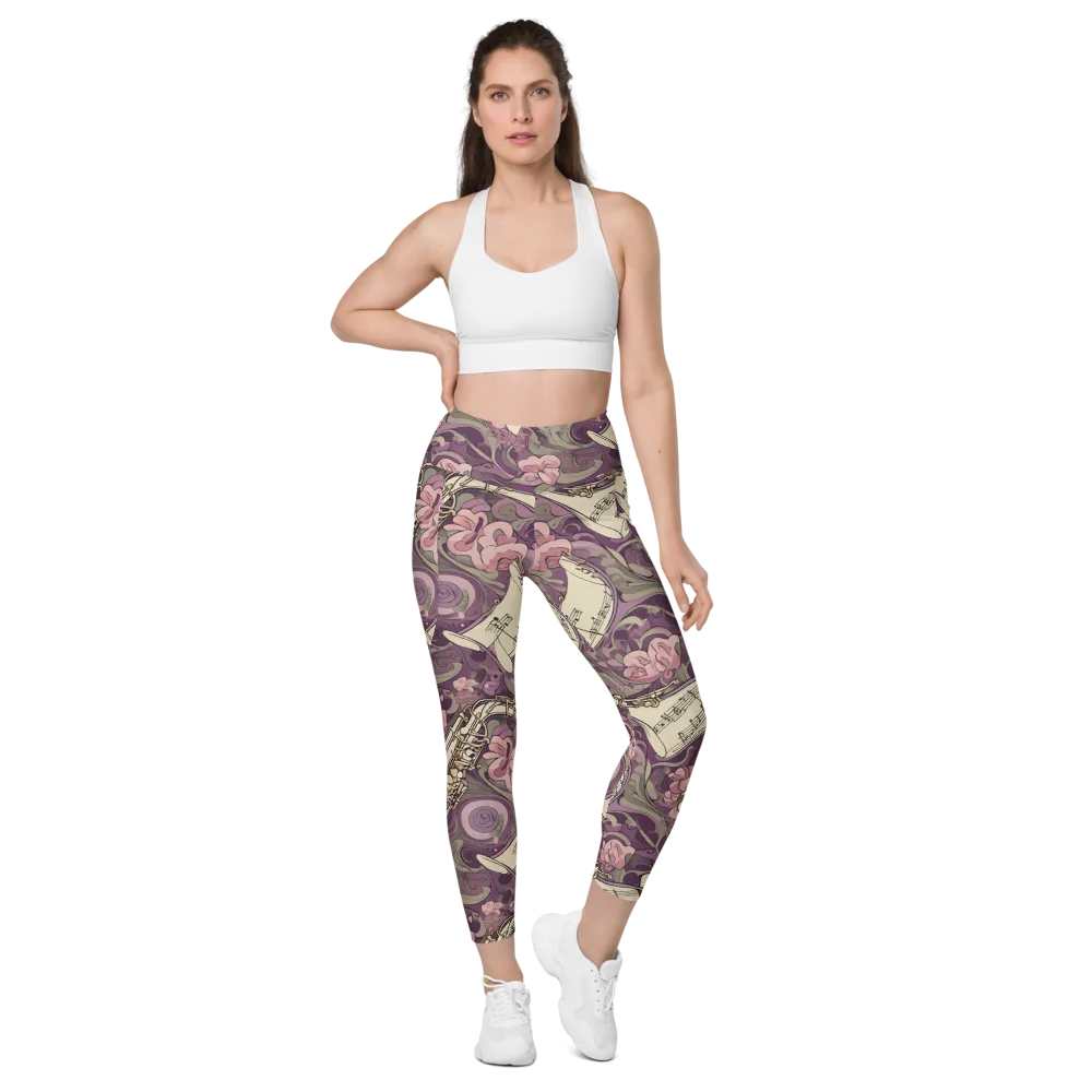 Saxophone Garden on Leggings with Pockets — Front