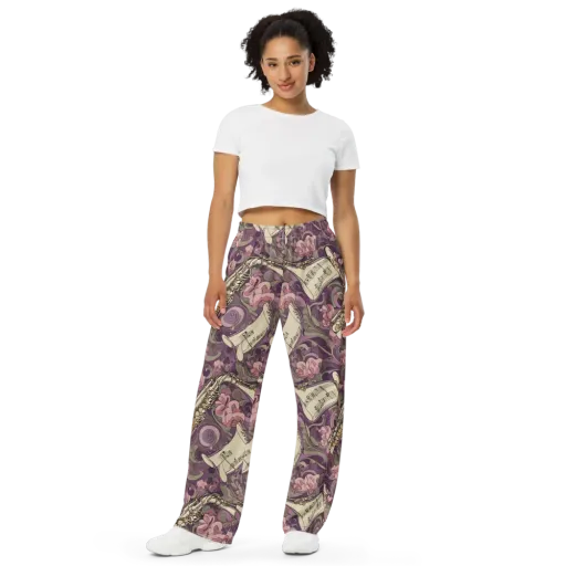 Saxophone Garden on a Wide-Leg Pants