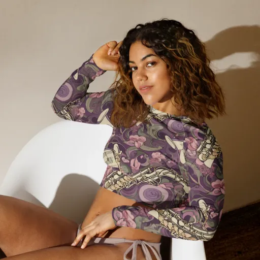 Saxophone Garden on a Long Sleeve Crop Top