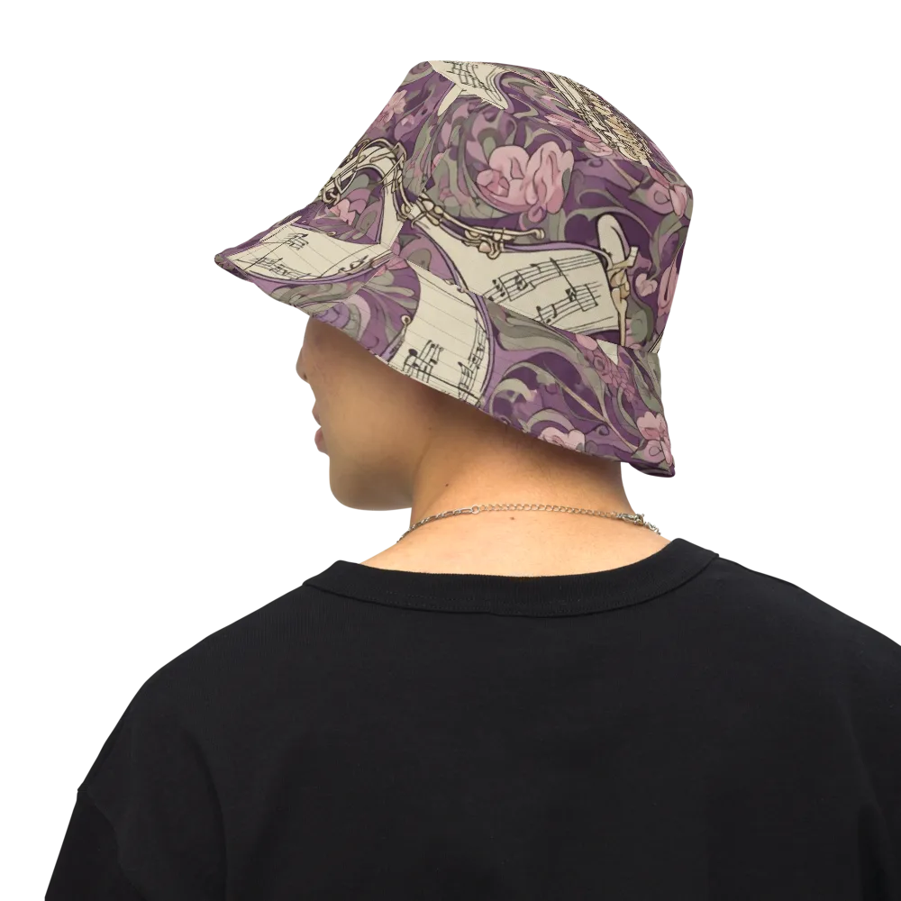 Saxophone Garden on Reversible Bucket Hat — Back Inside