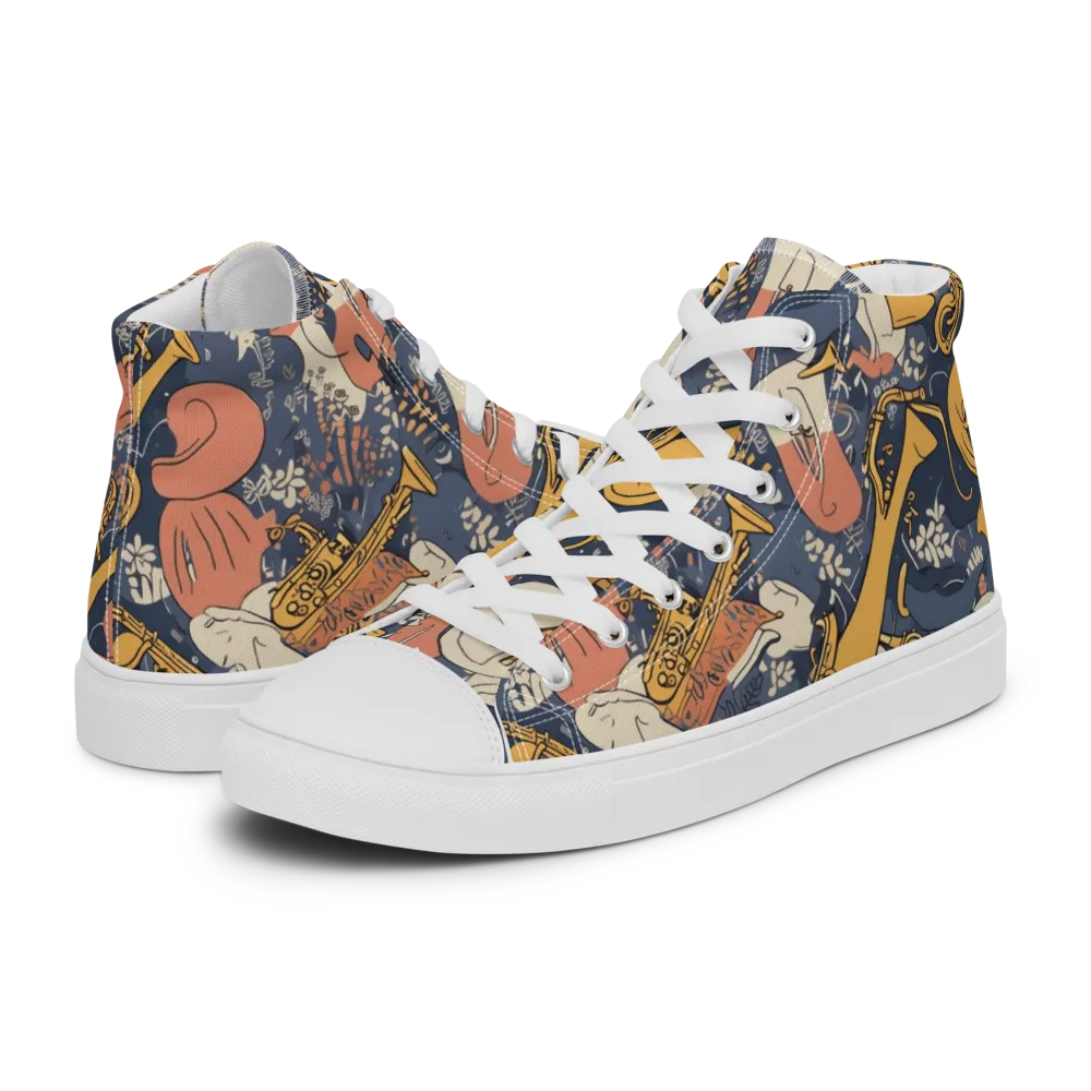 Midnight Brass on Women's High Top Canvas Shoes — Left