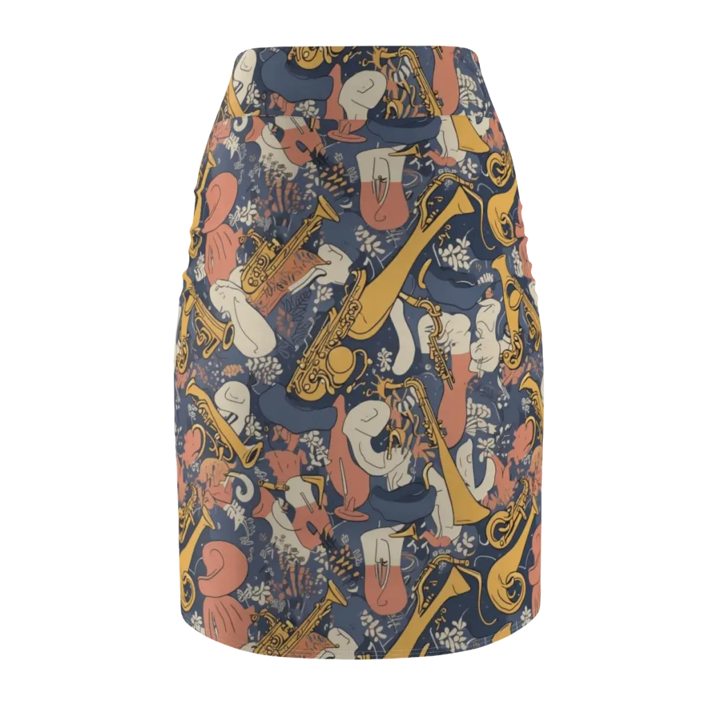 Midnight Brass on Pencil Skirt — Back