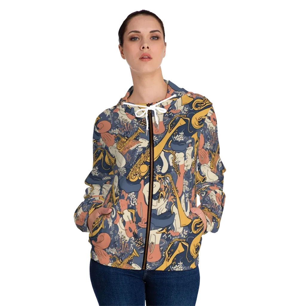 Midnight Brass on Women's Full-Zip Hoodie — Front On Person