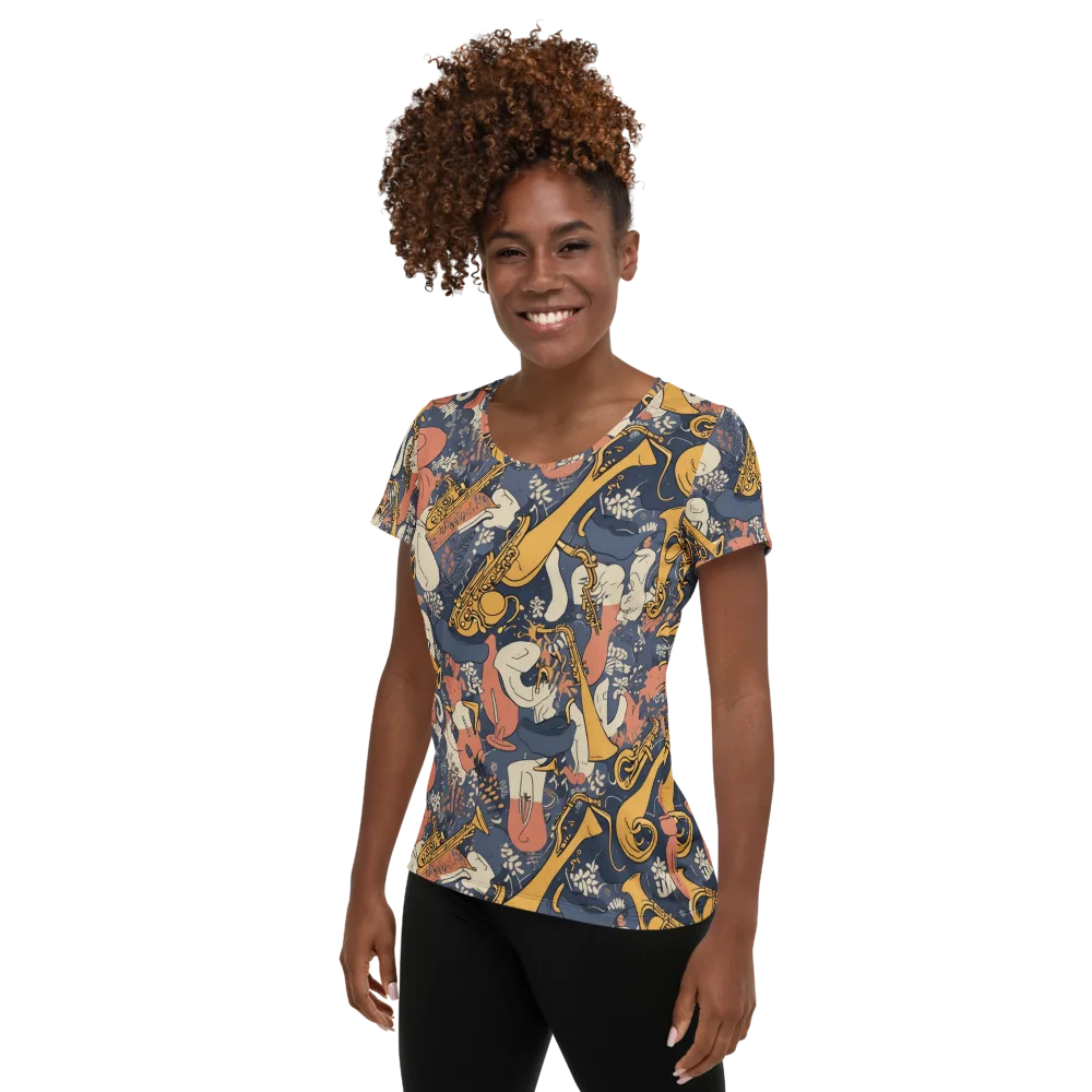 Midnight Brass on Women's Athletic T-Shirt — Left