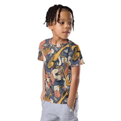 Midnight Brass on a Kids Crew Neck T-Shirt