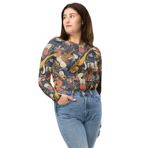Midnight Brass on a Long Sleeve Crop Top