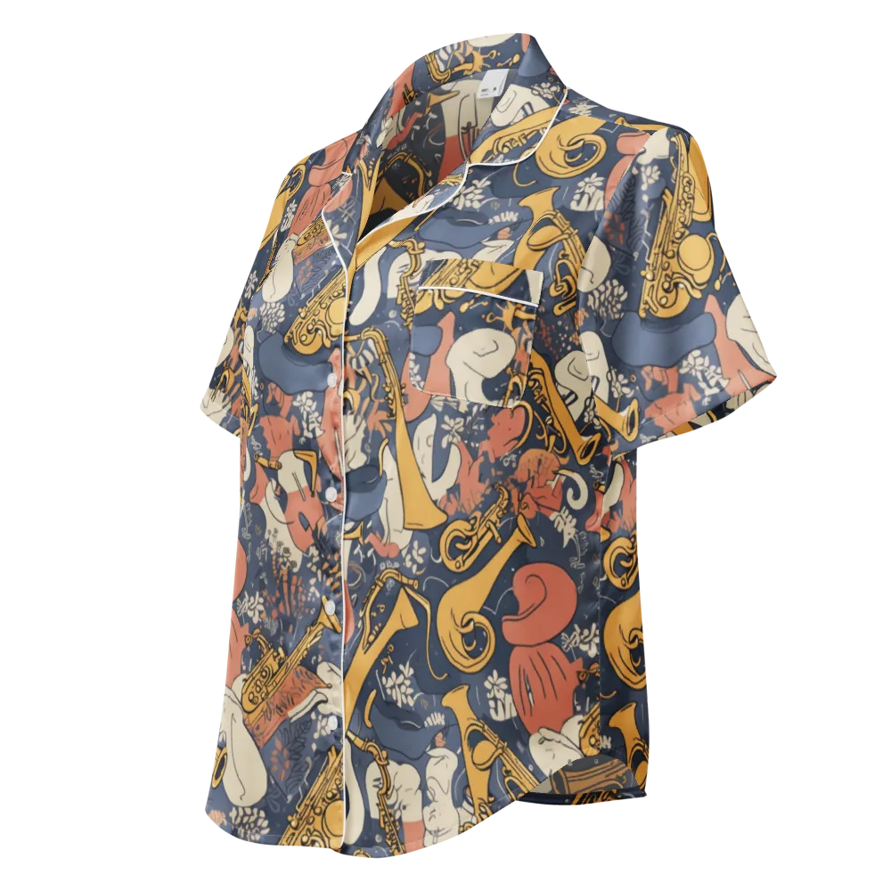 Midnight Brass on Women's Short Sleeve Pajama Top — Left Front
