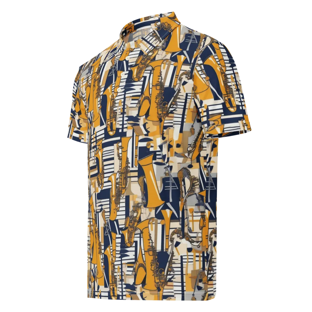 Saffron Swing on Men's Slim Fit Polo Shirt — Left Front