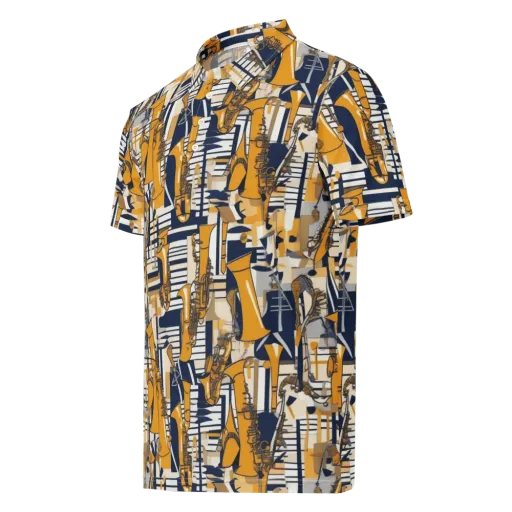 Saffron Swing on a Men's Slim Fit Polo Shirt