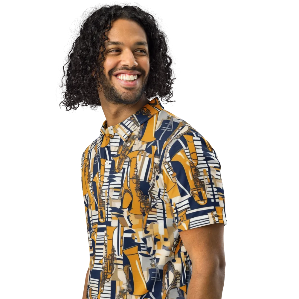 Saffron Swing on Men's Slim Fit Polo Shirt — Left Front