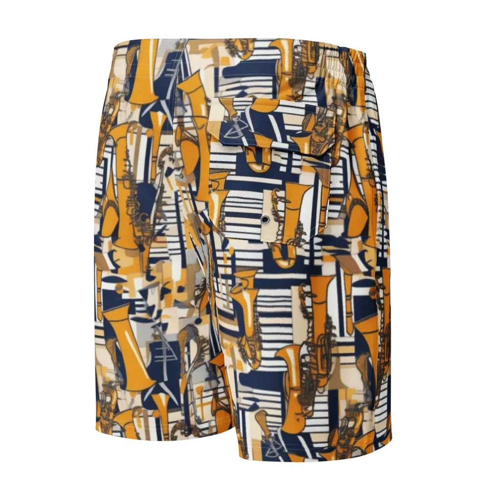 Saffron Swing on Men's Board Shorts — Back