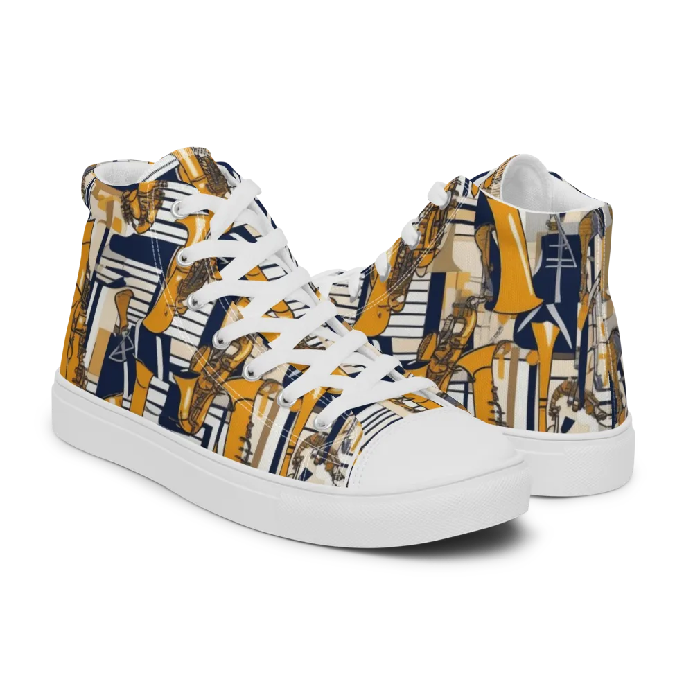 Saffron Swing on Men's High Top Canvas Shoes — Right