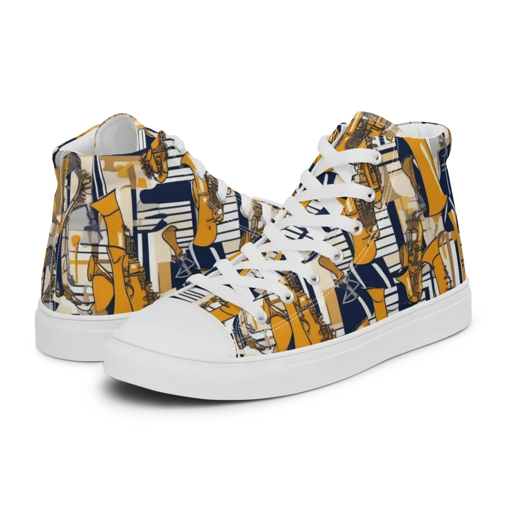 Saffron Swing on Women's High Top Canvas Shoes — Left