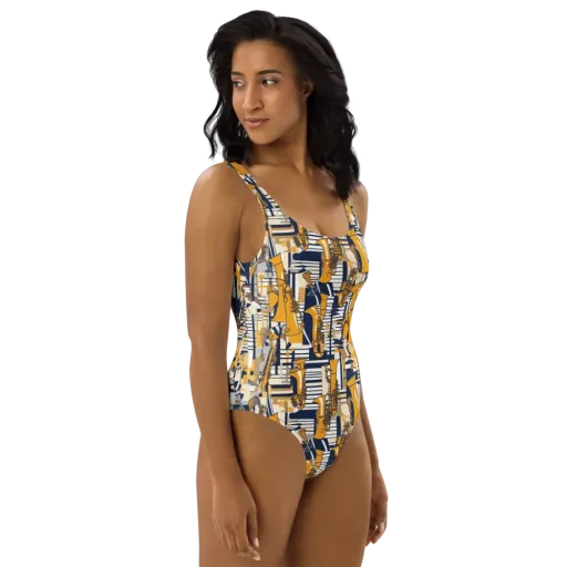 Saffron Swing on a One-Piece Swimsuit