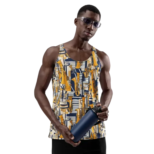 Saffron Swing on a Men's Tank Top