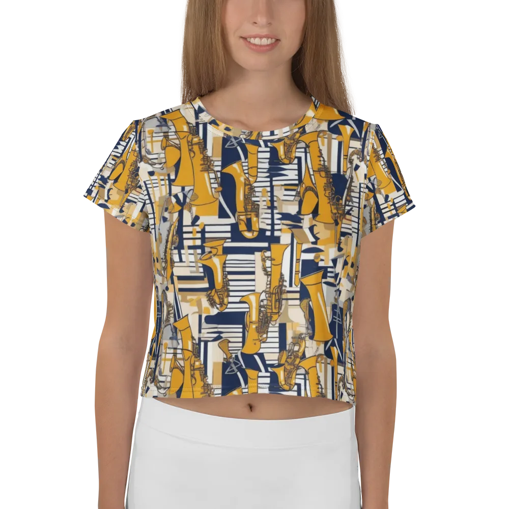 Saffron Swing on Crop Tee — Front