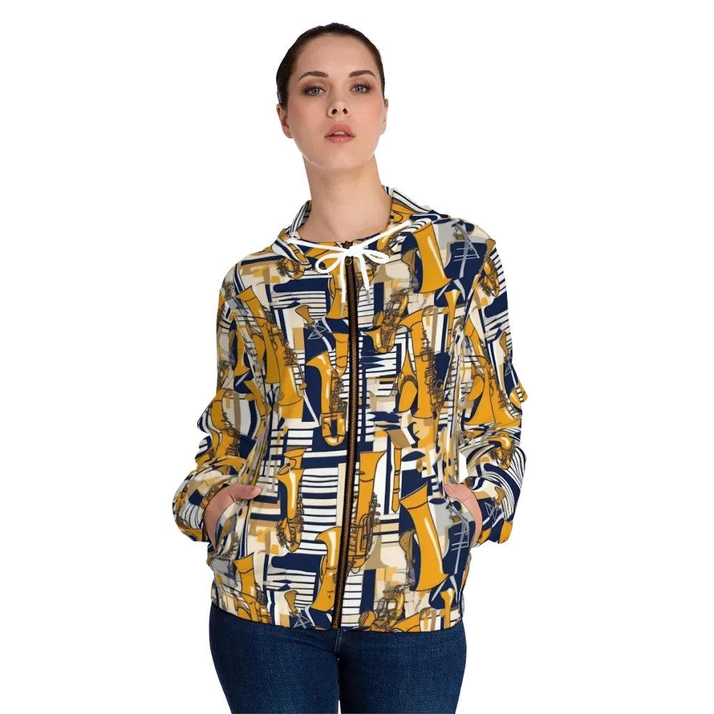 Saffron Swing on Women's Full-Zip Hoodie — Front On Person