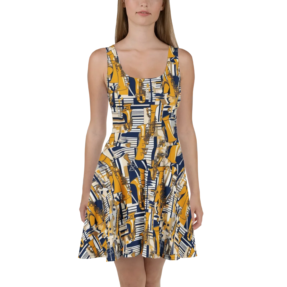Saffron Swing on Skater Dress — Front