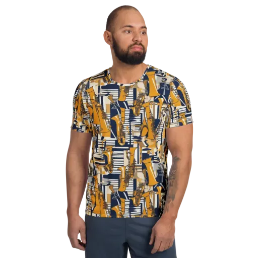 Saffron Swing on a Men's Athletic T-Shirt