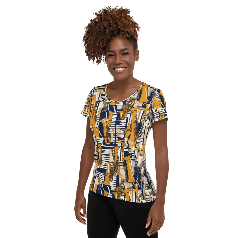 Saffron Swing on Women's Athletic T-Shirt — Left
