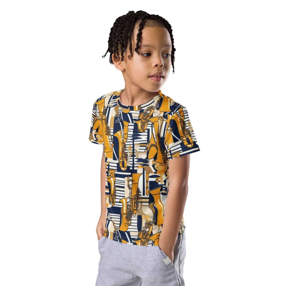 Saffron Swing on Kids Crew Neck T-Shirt — Left Front