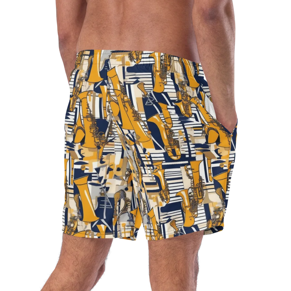 Saffron Swing on Swim Trunks — Right Back