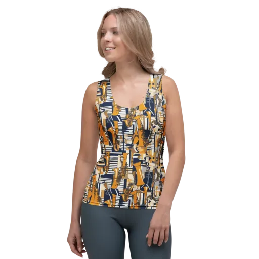 Saffron Swing on a Women's Tank Top