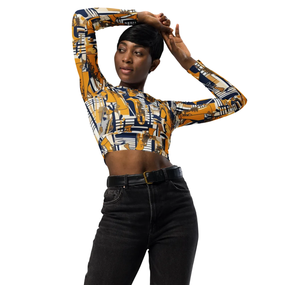 Saffron Swing on Long Sleeve Crop Top — Front