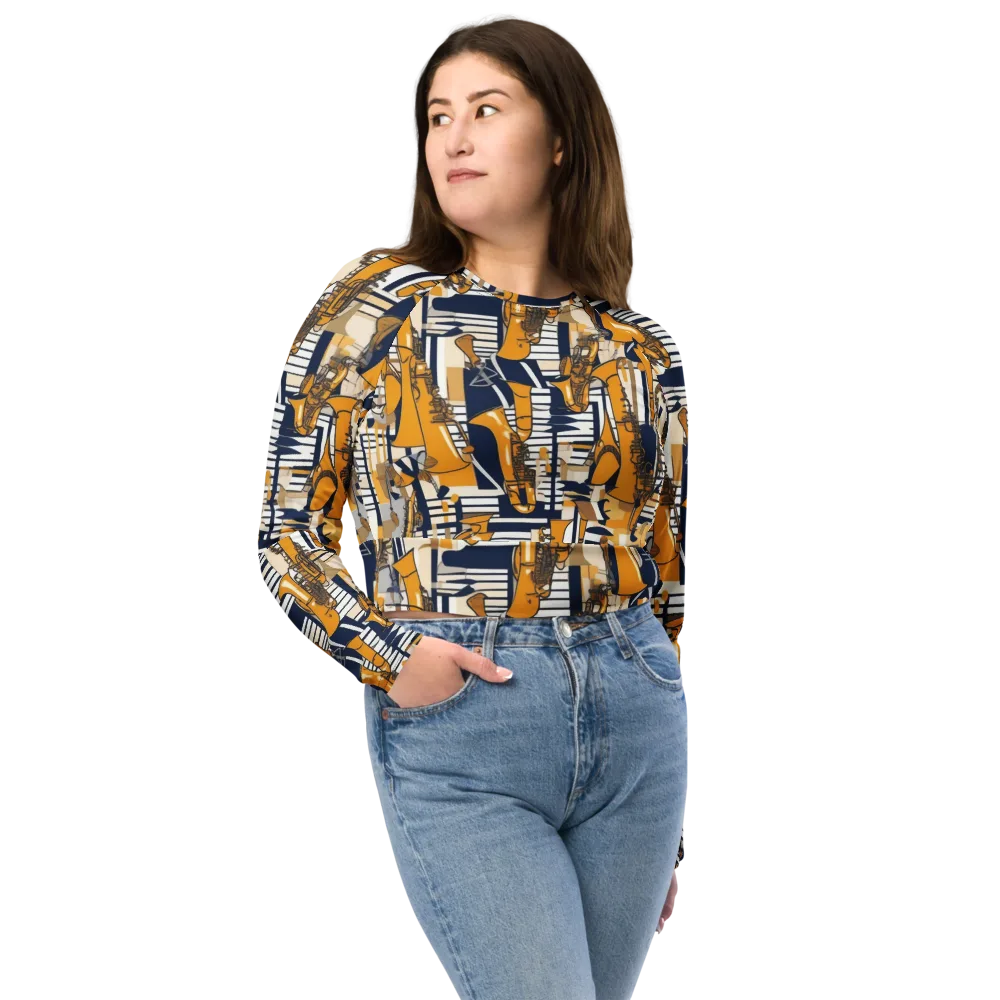 Saffron Swing on Long Sleeve Crop Top — Front