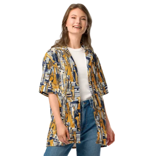 Saffron Swing on a Button Shirt
