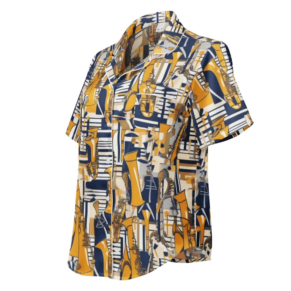Saffron Swing on Women's Short Sleeve Pajama Top — Left Front