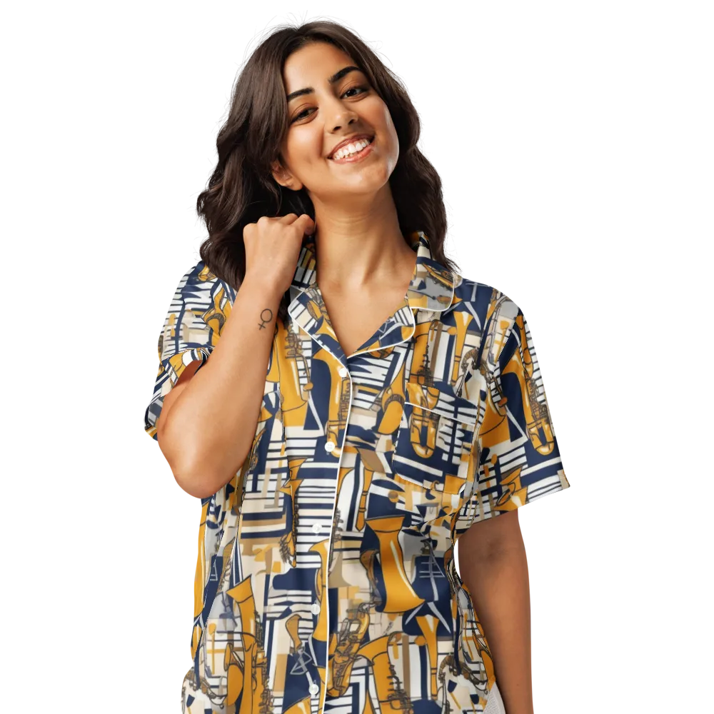 Saffron Swing on Women's Short Sleeve Pajama Top — Front
