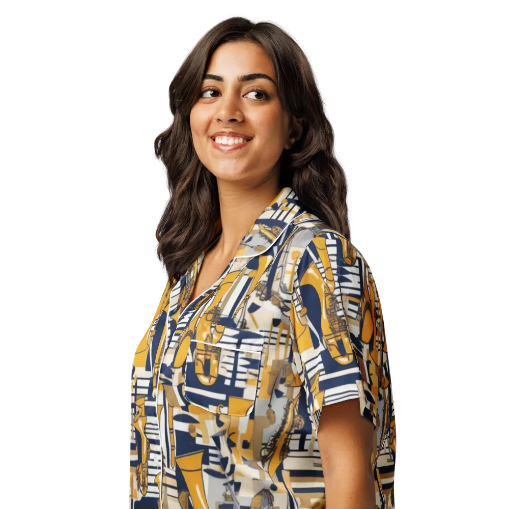 Saffron Swing on Women's Short Sleeve Pajama Top — Left Front