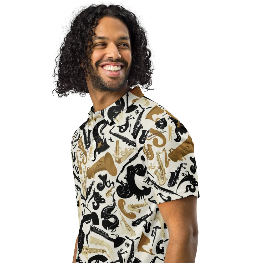 Brass Noir on Men's Slim Fit Polo Shirt — Left Front