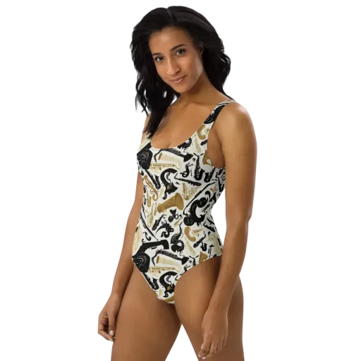 Brass Noir on a One-Piece Swimsuit