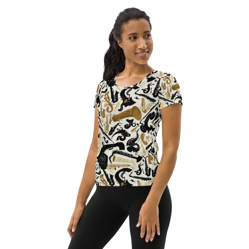 Brass Noir on Women's Athletic T-Shirt — Left