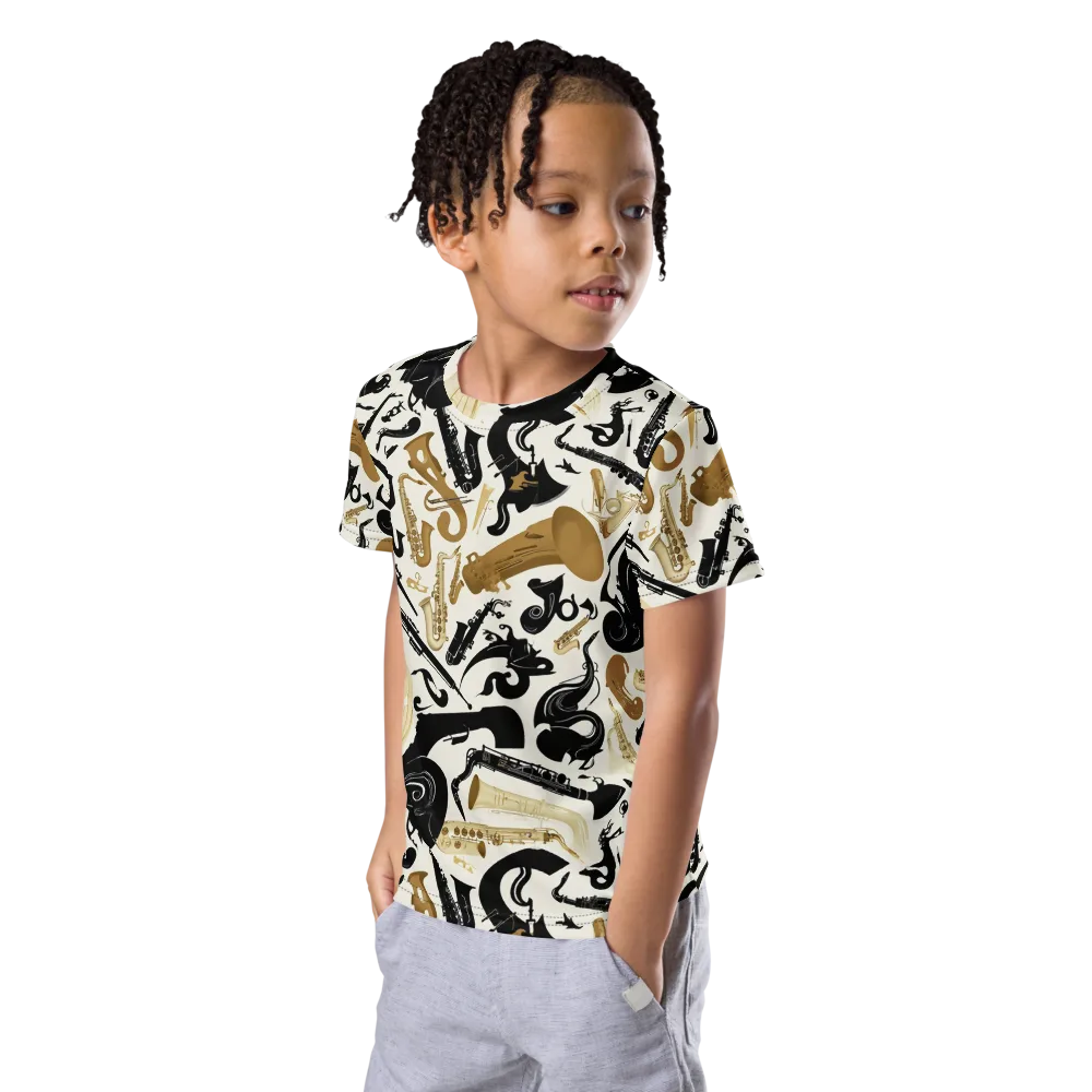 Brass Noir on Kids Crew Neck T-Shirt — Left Front